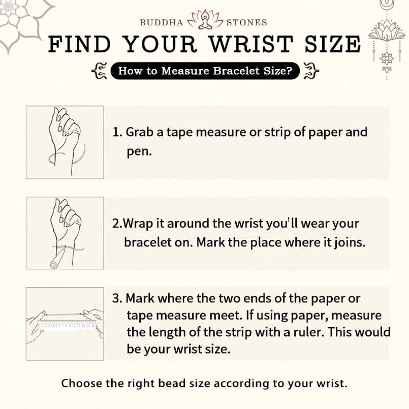 Wrist sizing guide instructions for adjustable red string heart bracelet fit