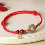 Red string Hetian Jade Peace Buckle cinnabar protection bracelet main view