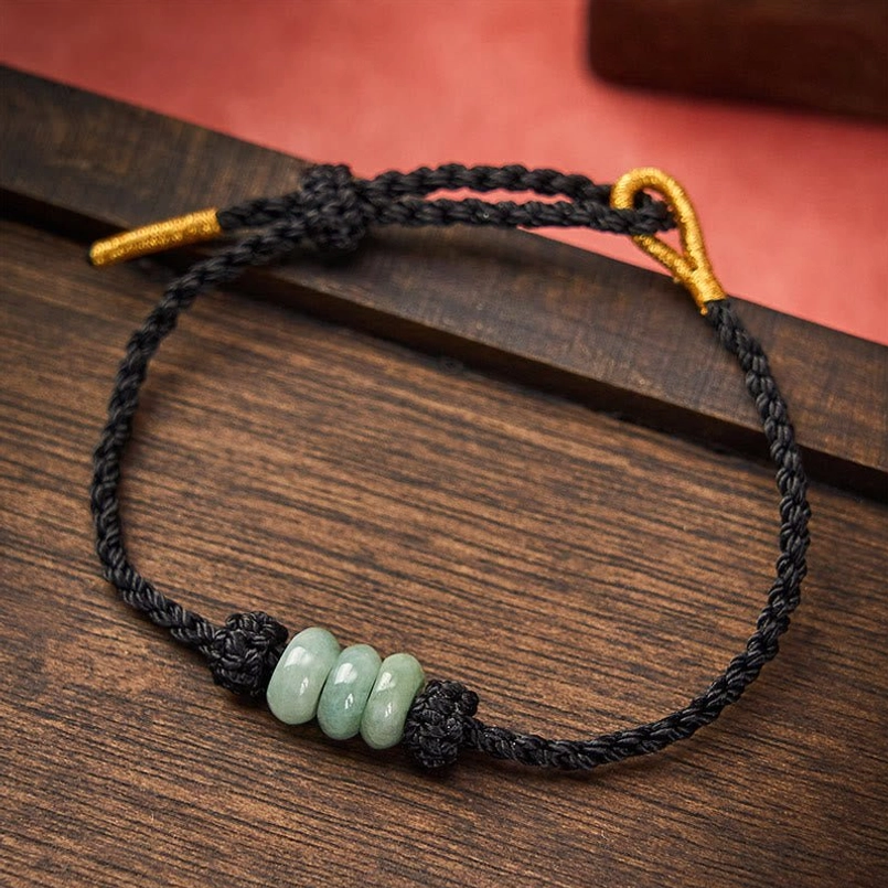 Black style red string jade protection bracelet adjustable fit variant