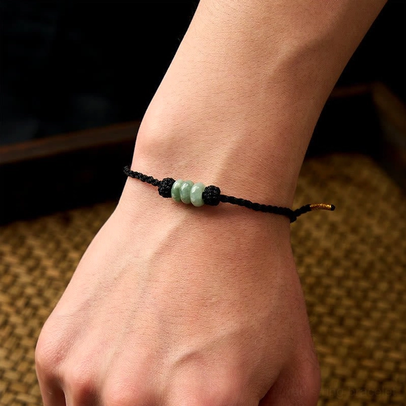 Red string jade bracelet complete product lifestyle wear casual elegant