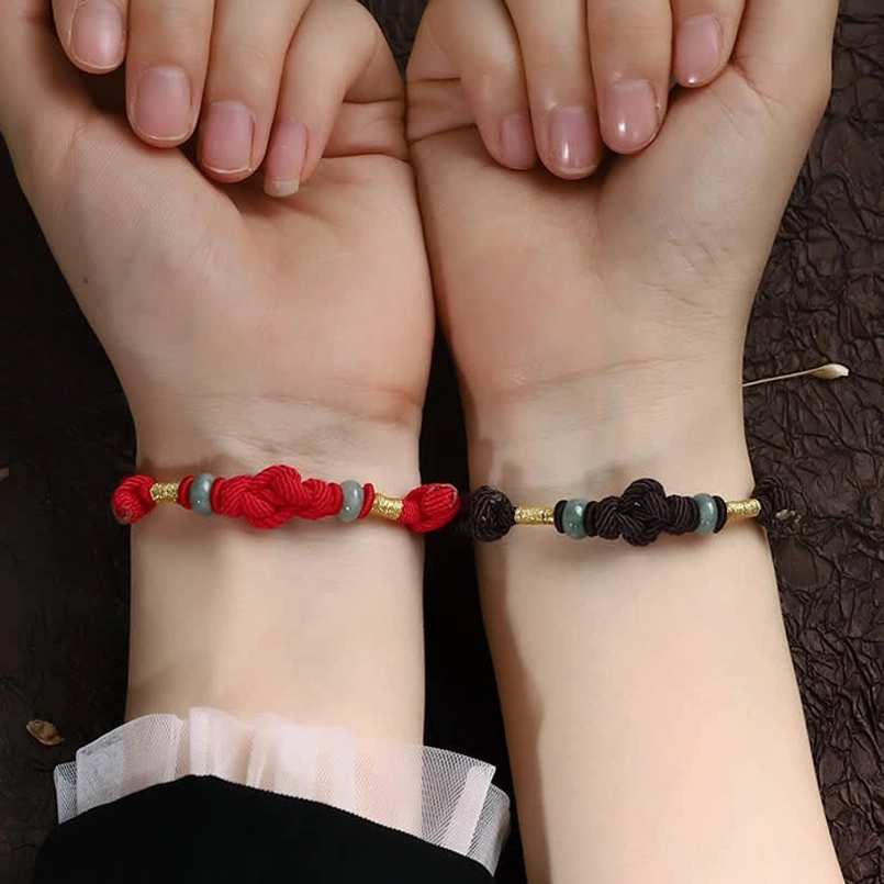 Red string jade couple bracelet - perfect gift for love and protection