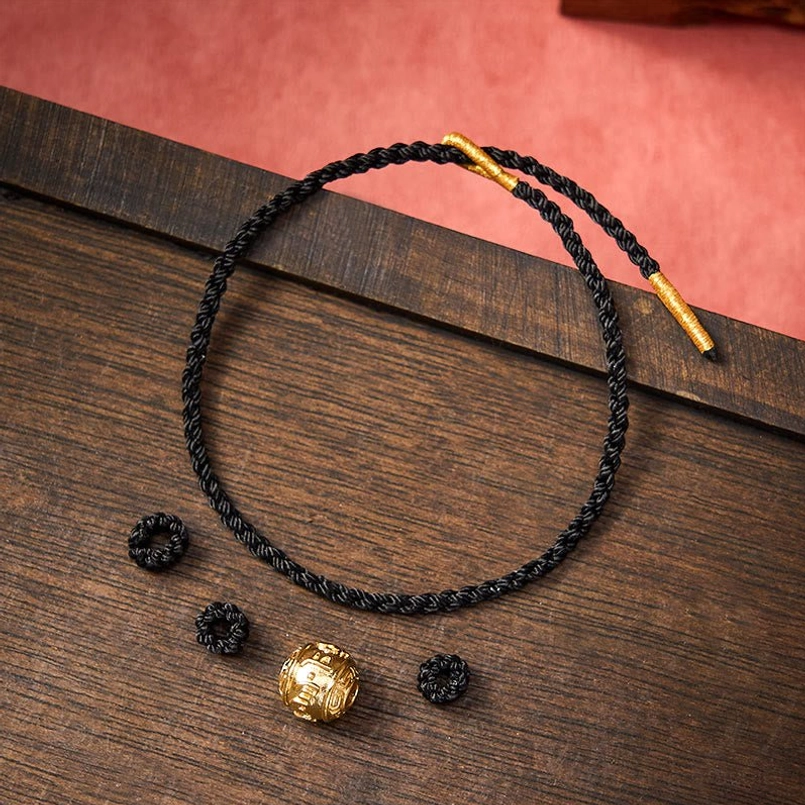 Red string lucky bracelet with genuine copper alloy mantra bead and premium cord materials