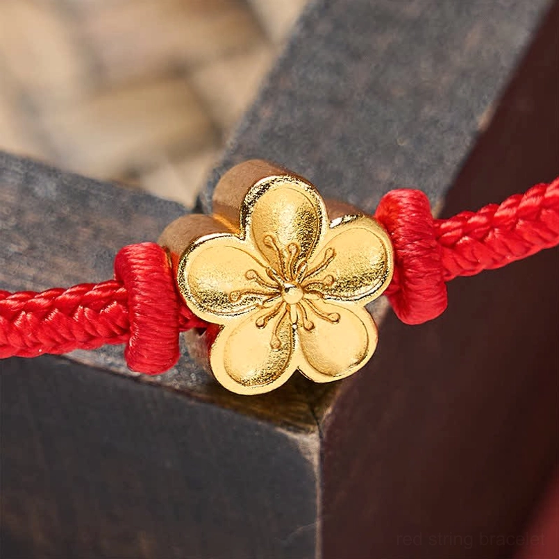 Authentic handmade red string peach blossom bracelet for luck and protection