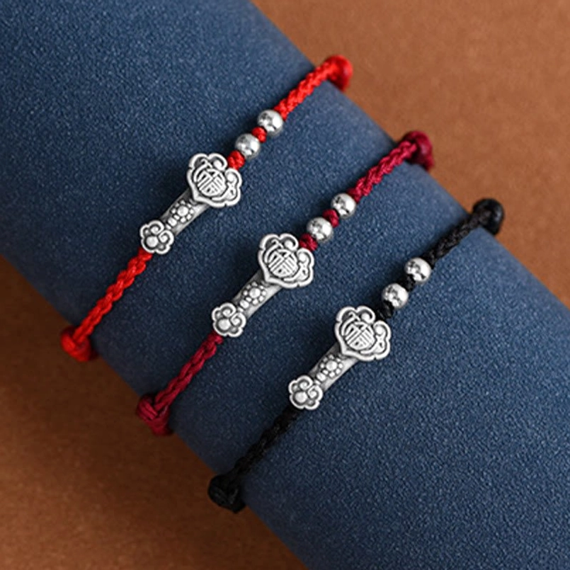 Red String Ruyi Fu Charm Bracelet - Protective Talisman Jewelry