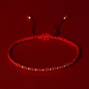 925 sterling silver gold plated beads red string protection bracelet overhead view