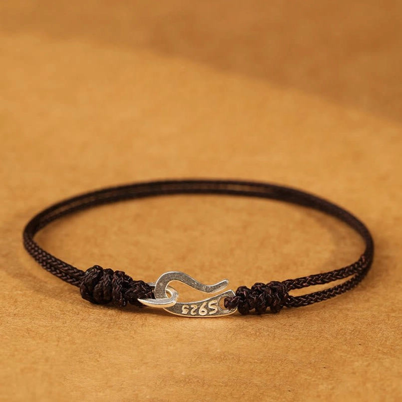 Saddle brown 925 sterling silver red string bracelet color variation
