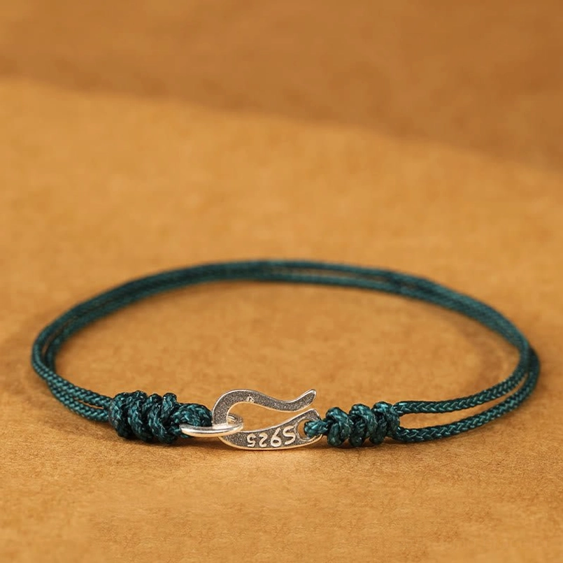 Teal 925 sterling silver red string bracelet healing color choice