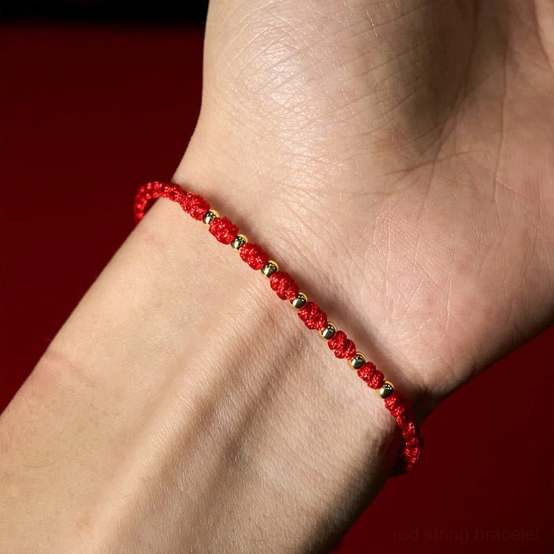 925 sterling silver plated gold red string bracelet complete product view