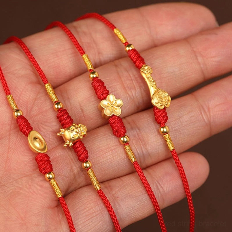 Red string belly chain with red thread of fate symbolism connecting destiny and soulmates