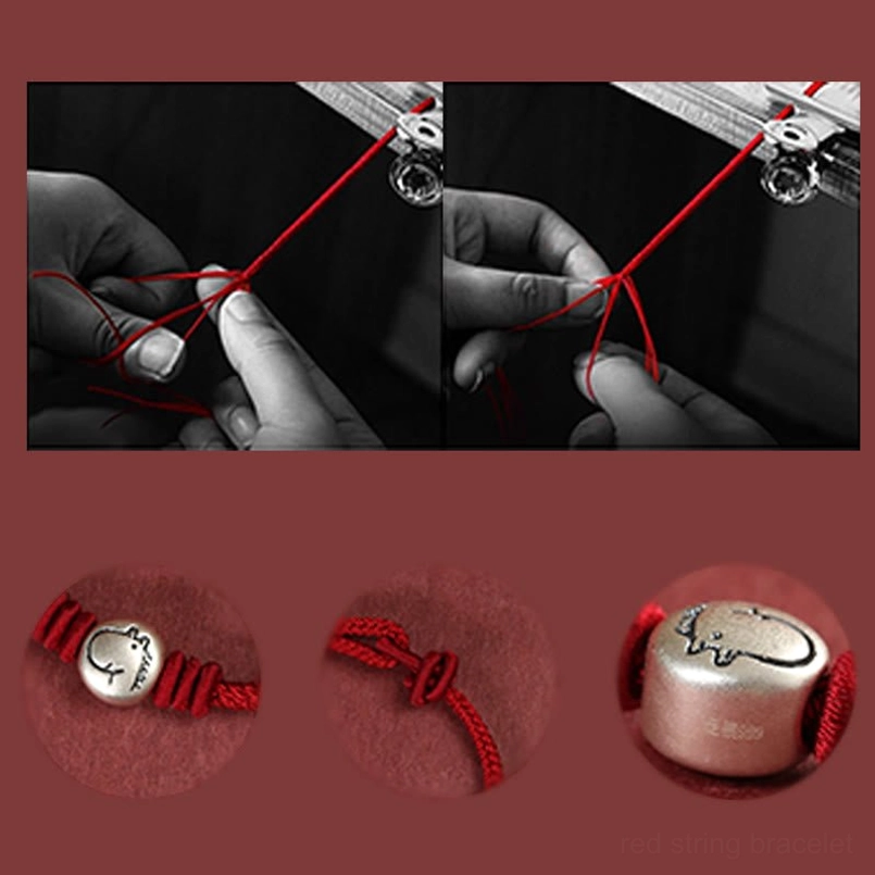 Red thread of fate horse bracelet, 999 sterling silver zodiac charm protective jewelry