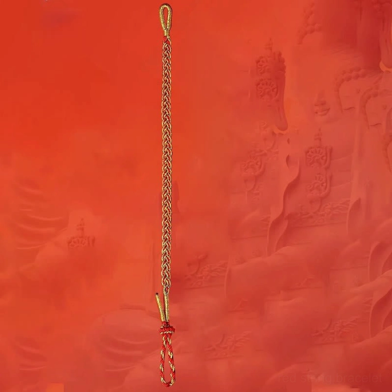 Red and yellow handcrafted luck bracelet displaying vibrant color combination and premium natural material
