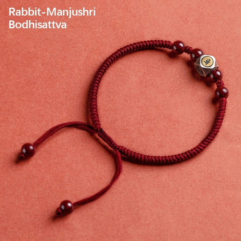 Rooster zodiac natal buddha bracelet showing acalanatha bodhisattva protective guardian design