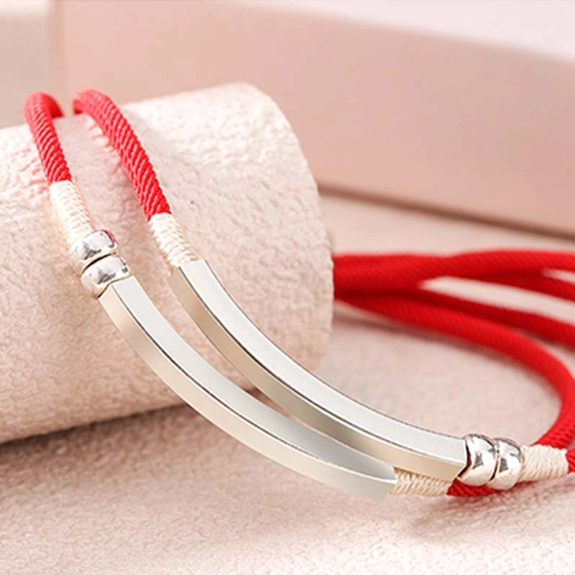 Premium 925 Sterling Silver red string braided bracelet promoting balance protection and positive energy