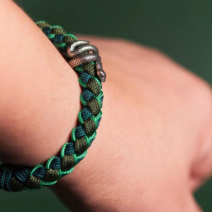 Year of the Snake Braided Bracelet Worn On Wrist Side View