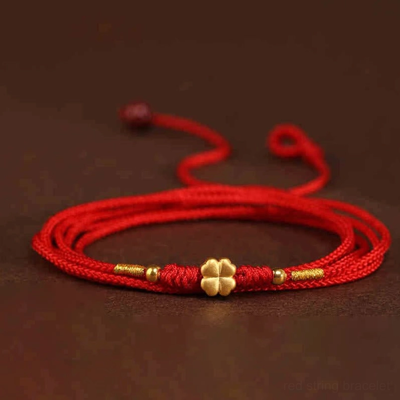 Red string belly chain spiritual protection symbol with Tibetan Buddhist and Chinese heritage