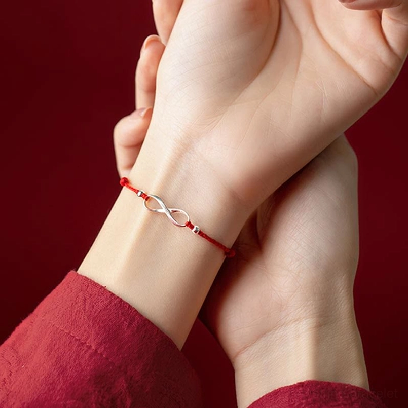 Sterling silver endless knot red string bracelet handmade craftsmanship
