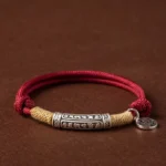 999 sterling silver om mani padme hum red string bracelet with fu character charm handmade tibetan