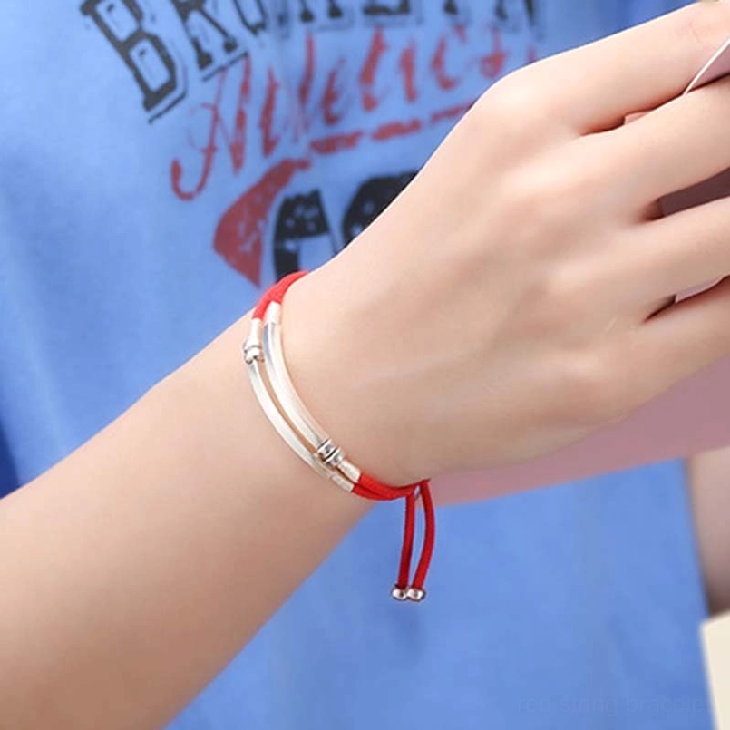 925 Sterling Silver Red String Bracelet lifestyle photography showing spiritual and protective energy