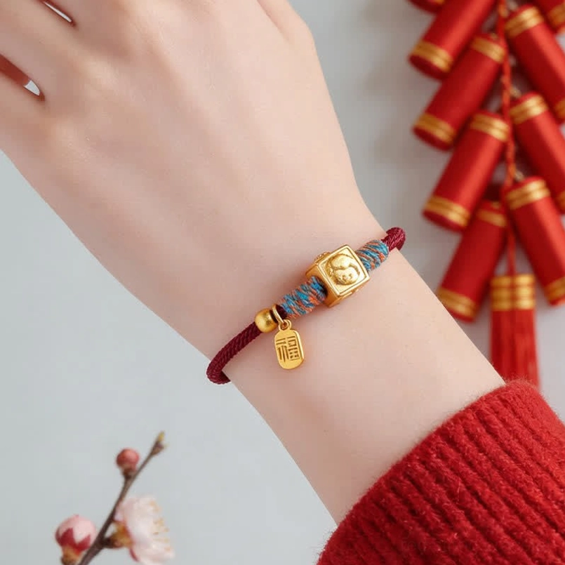 999 sterling silver zodiac charm beads on traditional red braided string bracelet