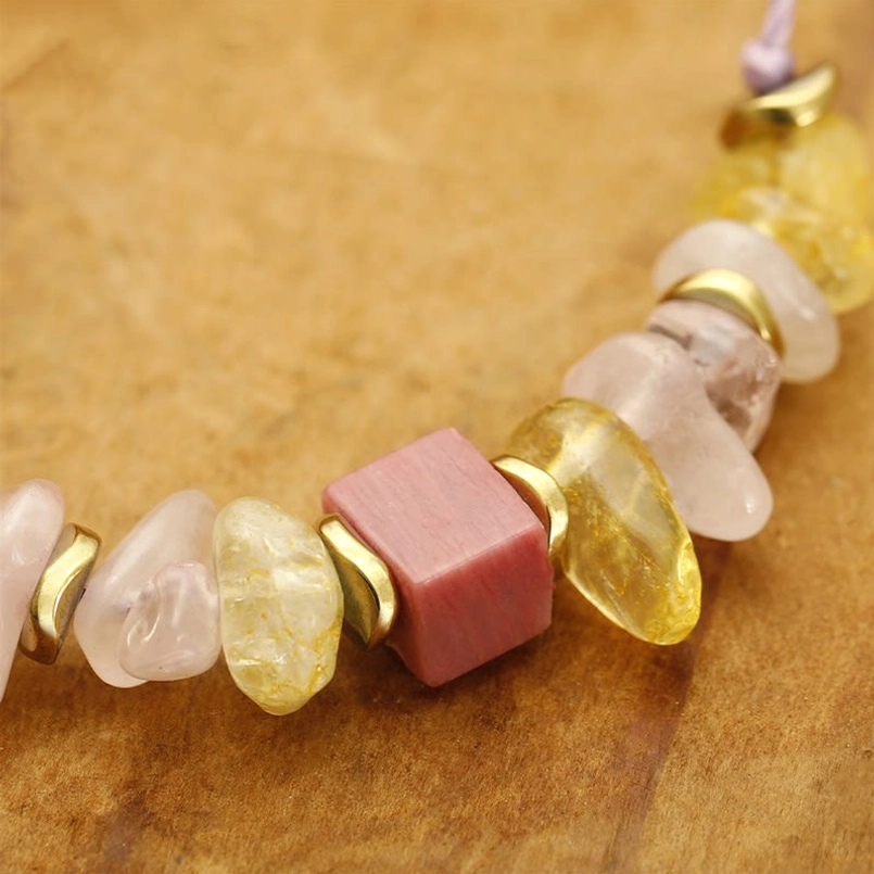 Thank you gratitude bracelet with natural healing crystals and wax cord