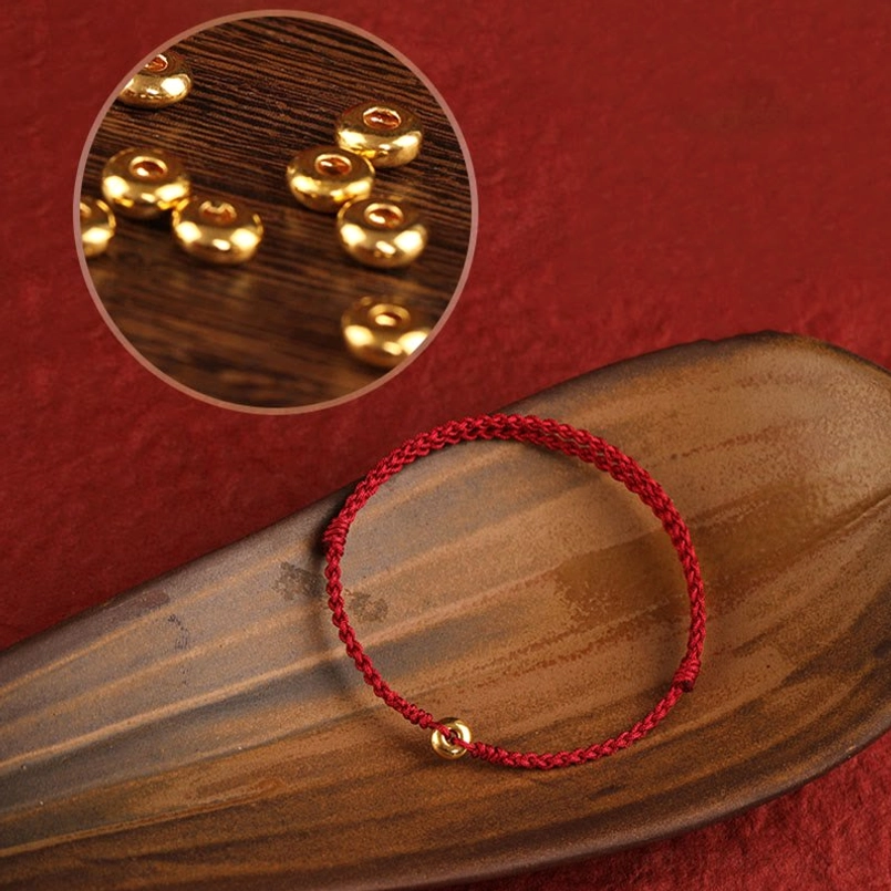 lucky red string bracelet gold peace buckle thread of fate symbol
