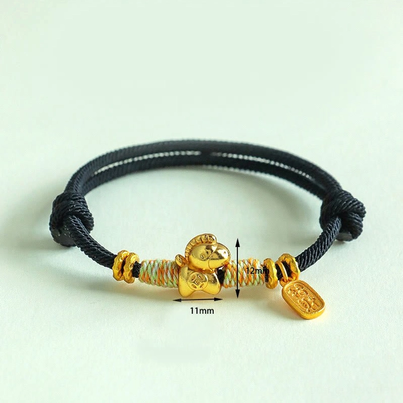 Three style zodiac horse red black string bracelets side by side comparison