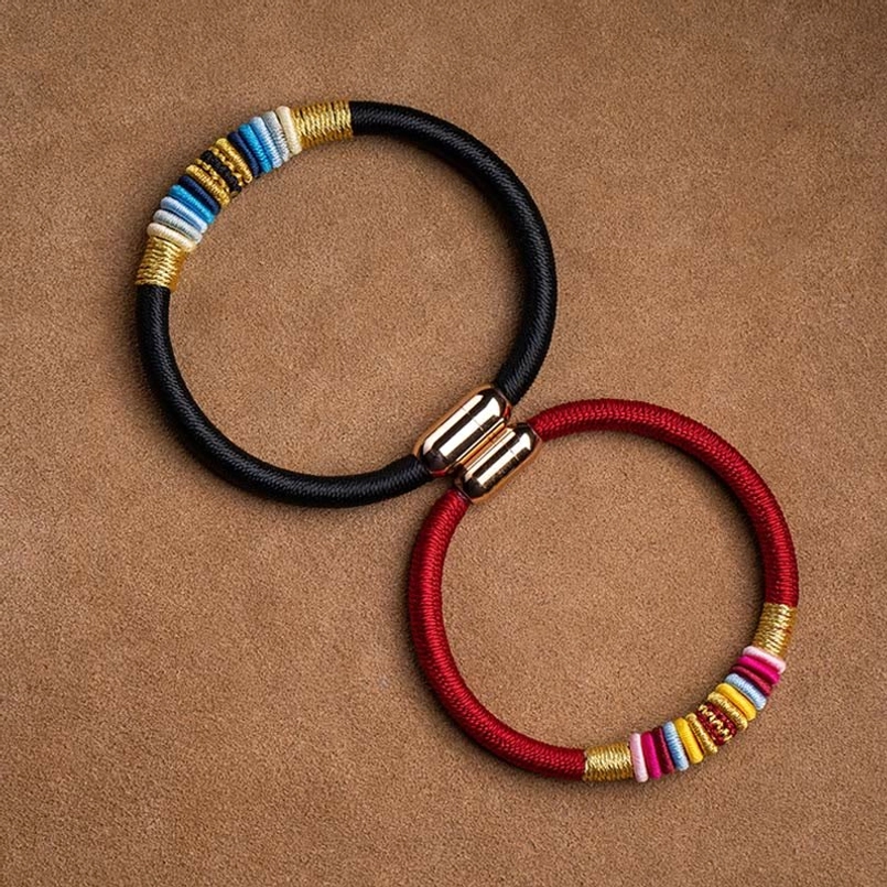 Tibetan red string bracelet with blessing and magnetic buckle for daily spiritual protection
