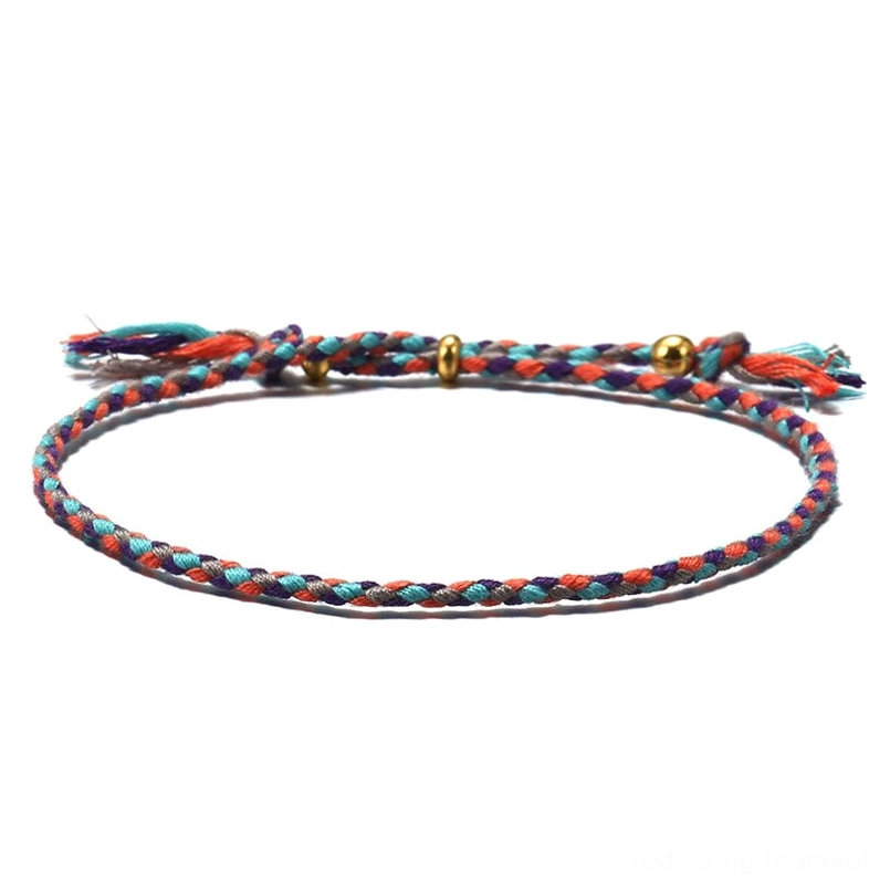 Handmade Tibetan braided rope harmony bracelet in dark blue and red mixed tones