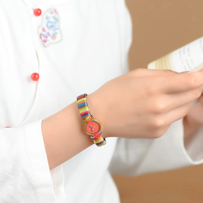 Tibetan five directions wealth gods Buddha eye bracelet with adjustable sliding knot