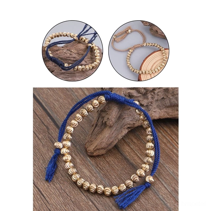 Red string tibetan copper bead bracelet with protective kabbalah symbolism