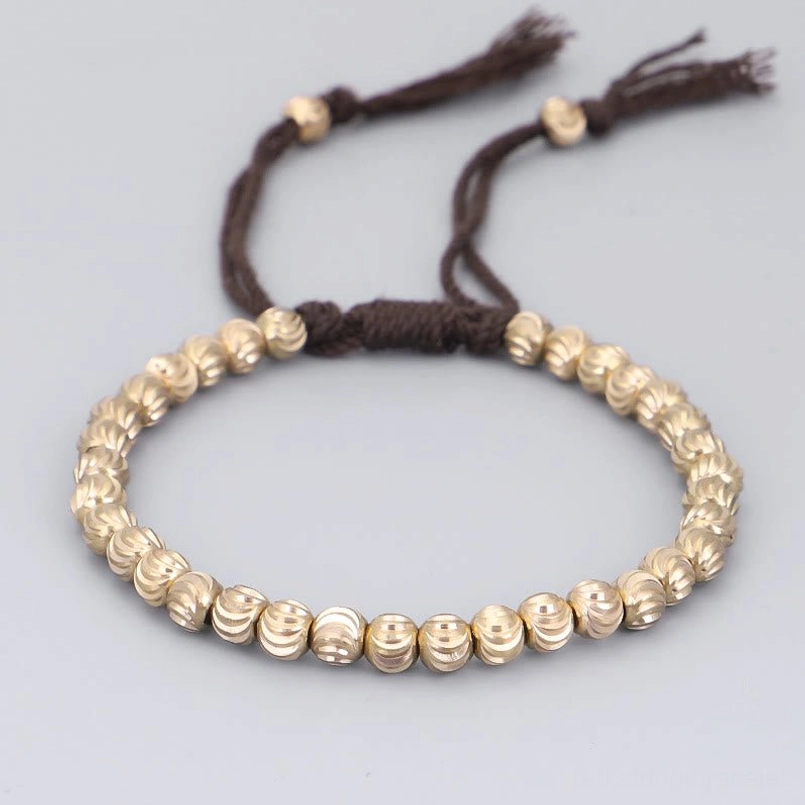 Brown cotton cord tibetan handmade copper bead bracelet earth energy