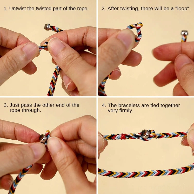 Size guide for Tibetan handmade five color red string protection bracelet