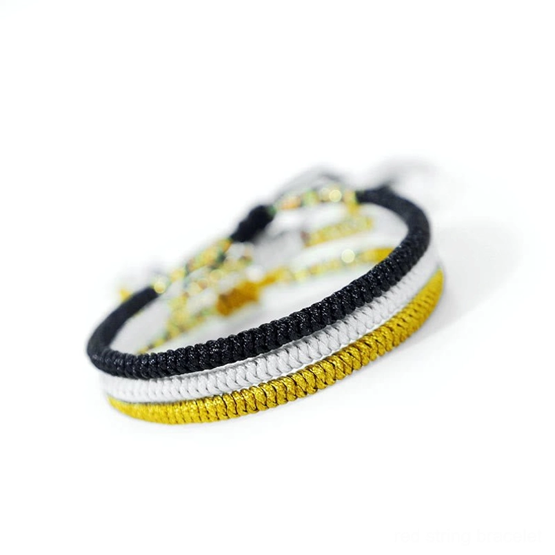 3-piece Tibetan King Kong Knot amulet bracelet set in khaki gray and black woven cotton handmade design