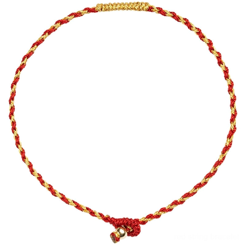 14K gold plated red braided luck bracelet, Tibetan Buddhist King Kong knot design