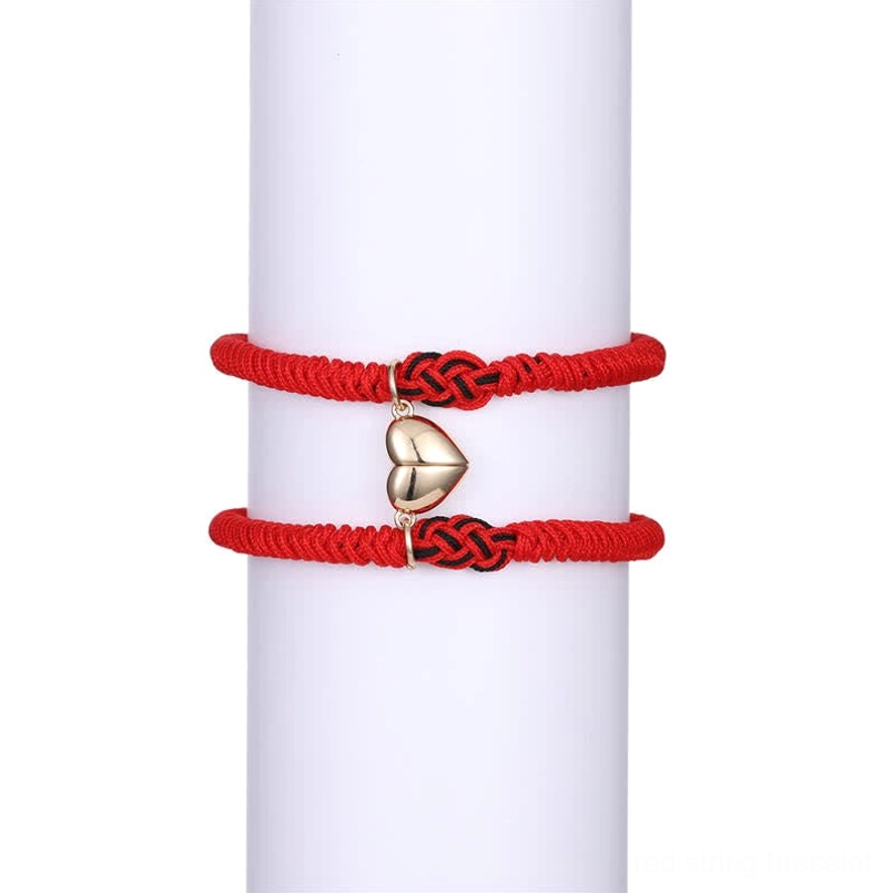 Red and gold heart Tibetan protection bracelet representing love fate and romantic destiny