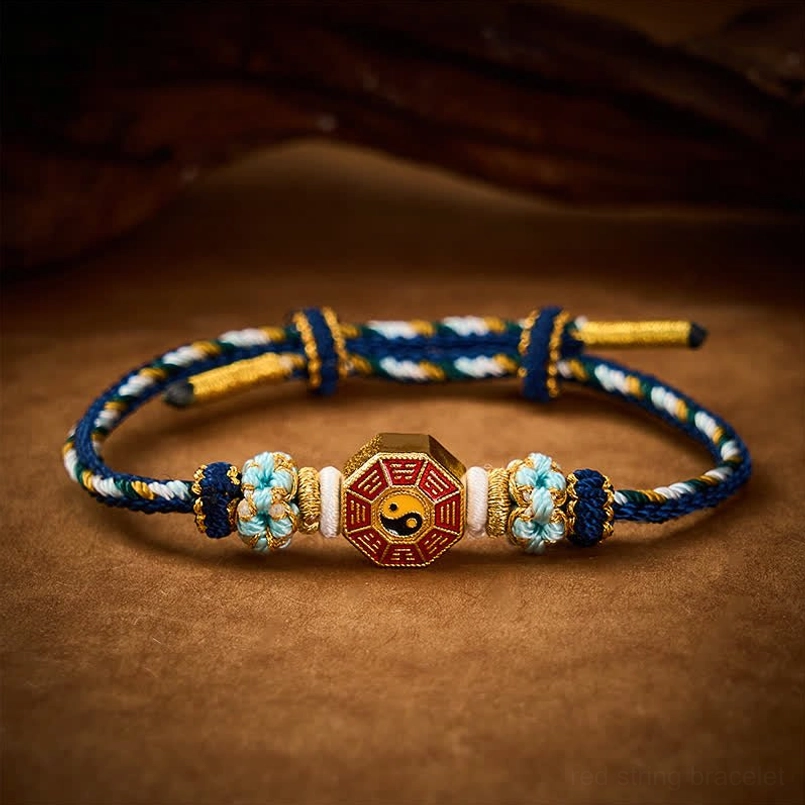 Tibetan red string Bagua protection bracelet woven cord natural fibers