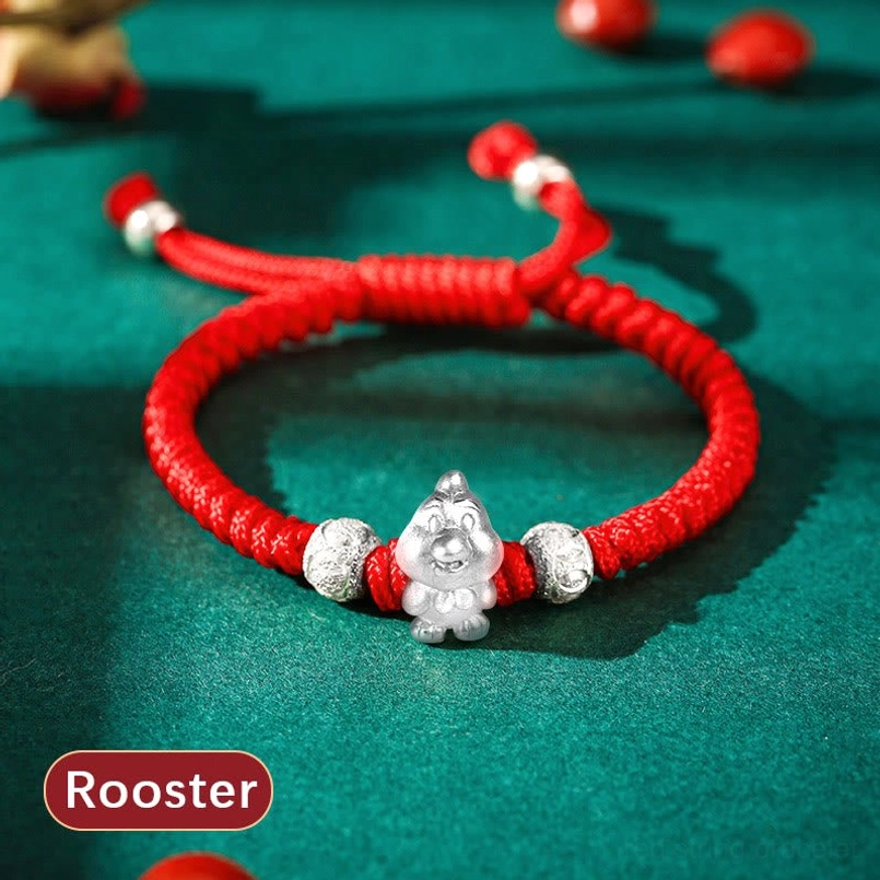 Tiger Chinese zodiac 999 sterling silver red string kids bracelet bold dynamic energy