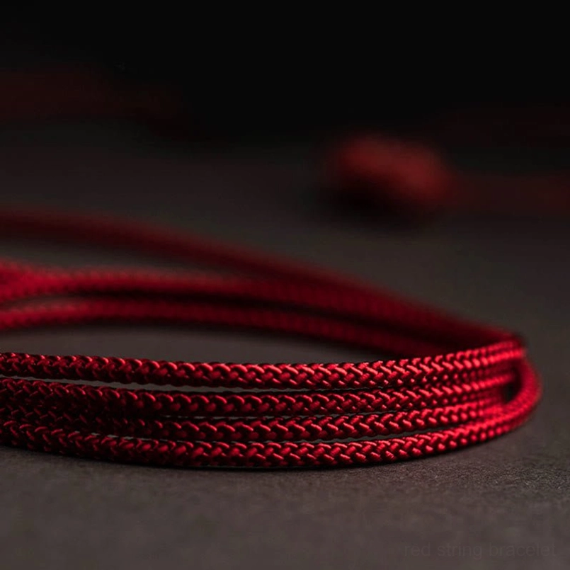 Red string cinnabar belly chain with traditional Chinese protection symbol design