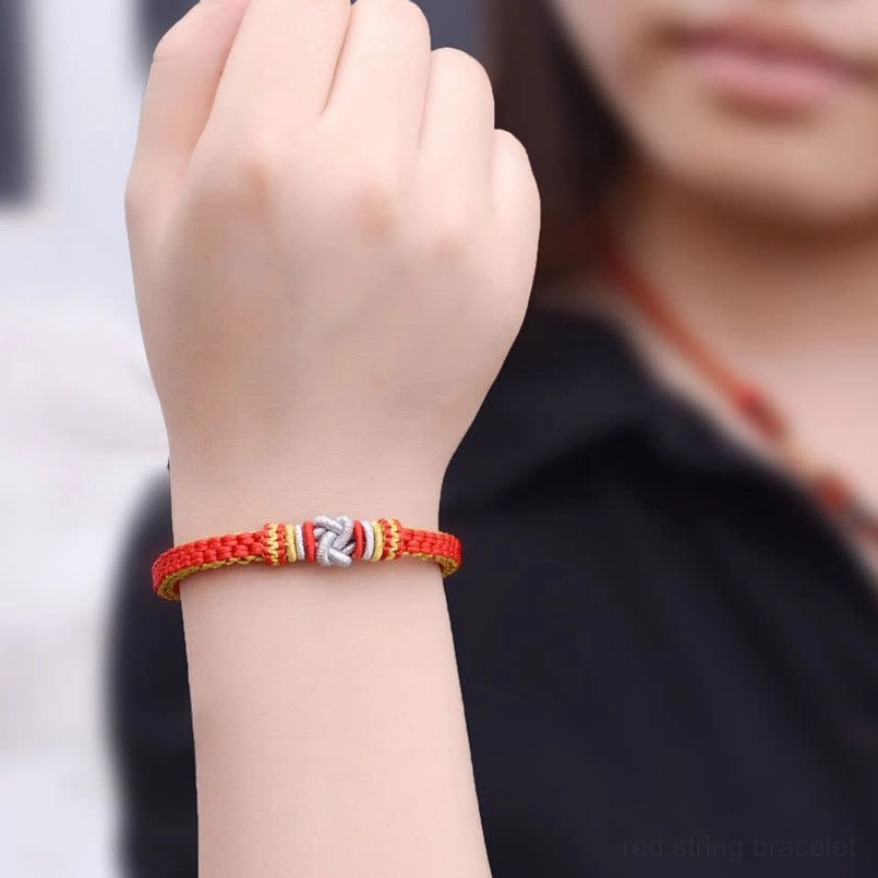 True love knot red string bracelet with protective charm for spiritual energy