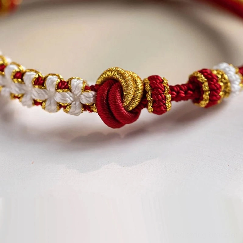Red string true love knot peach blossom charm bracelet premium quality artisan handmade