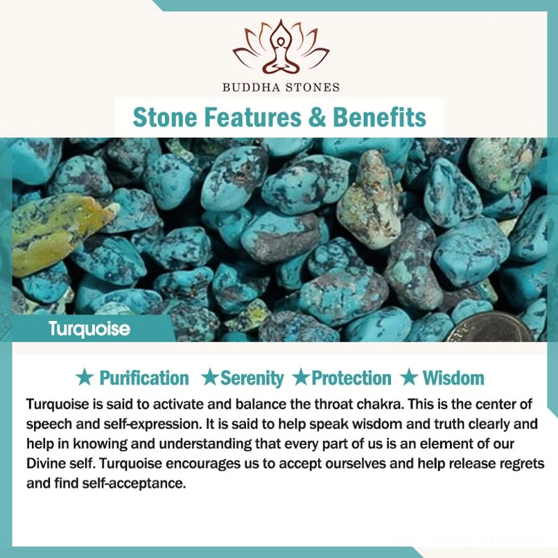 Turquoise stone benefits infographic highlighting protection serenity and spiritual properties
