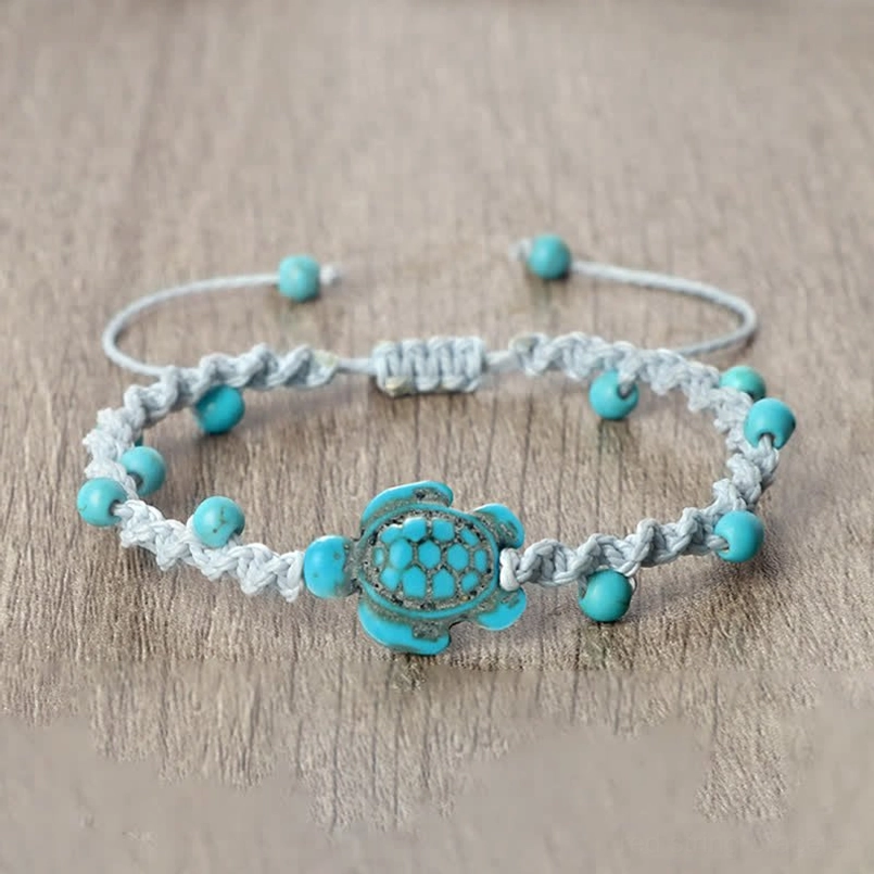 Turquoise turtle bracelet showing all rope color variants