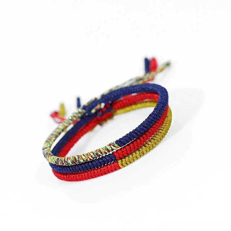 Two-tone faith braided red string bracelet with gold threading