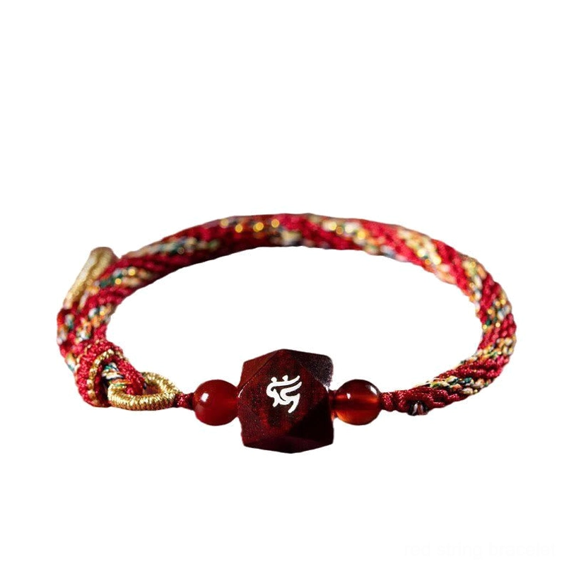 Lay Flat Shot Of Unisex Chinese Zodiac Red String Bracelet