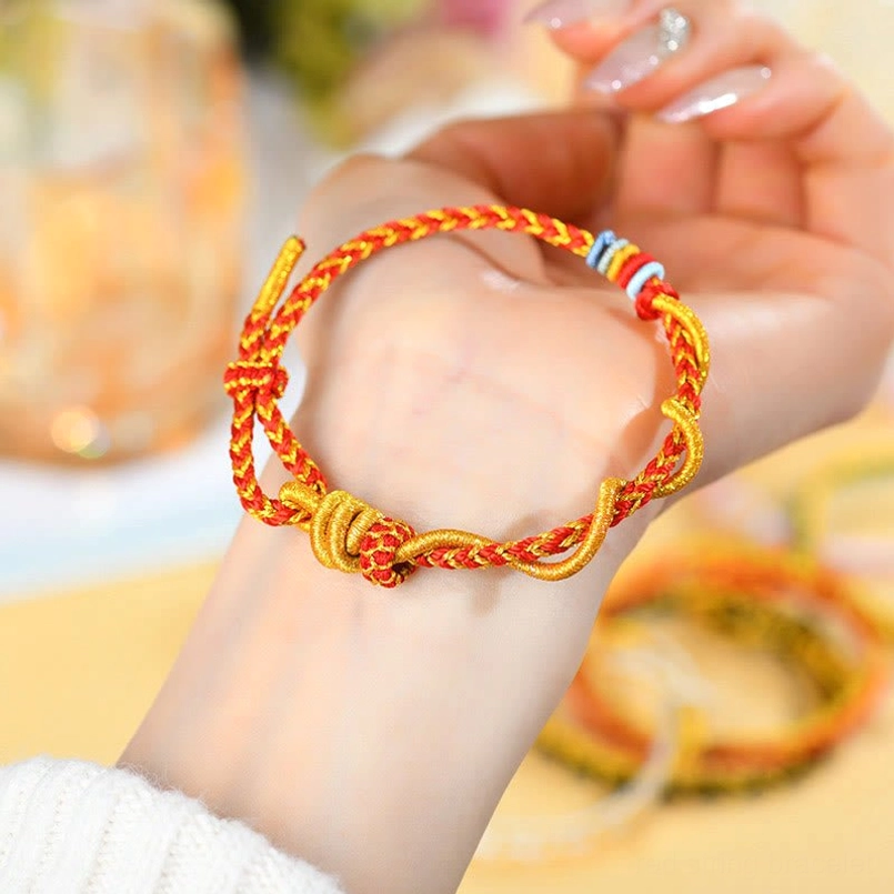 Vibrant Year of the Snake luck bracelet with multicolor twisted cord design