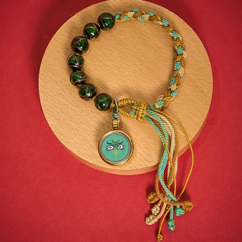 Green Jambhala Five Directions Wealth God bracelet with prosperity energy beads