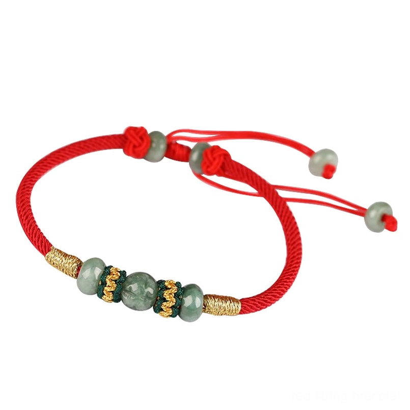 Wealth charm jade abacus red string bracelet gift idea showcase