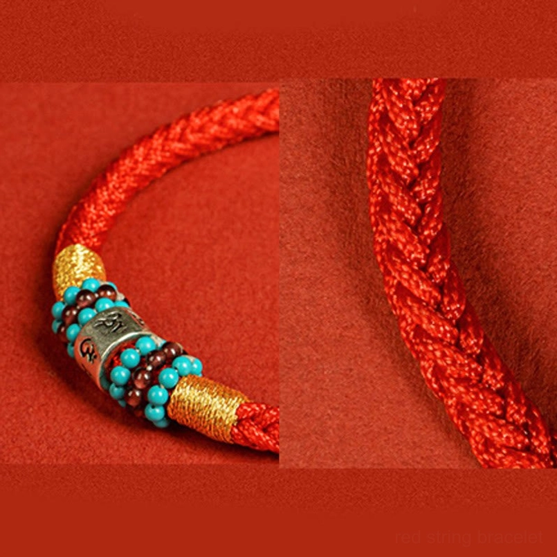 Adjustable knot detail of six true words woven string bracelet