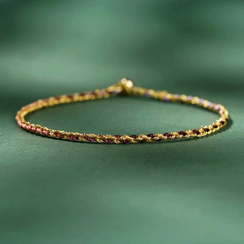 Yellow colorful lucky coin bracelet with brass coin pendant and woven rope design