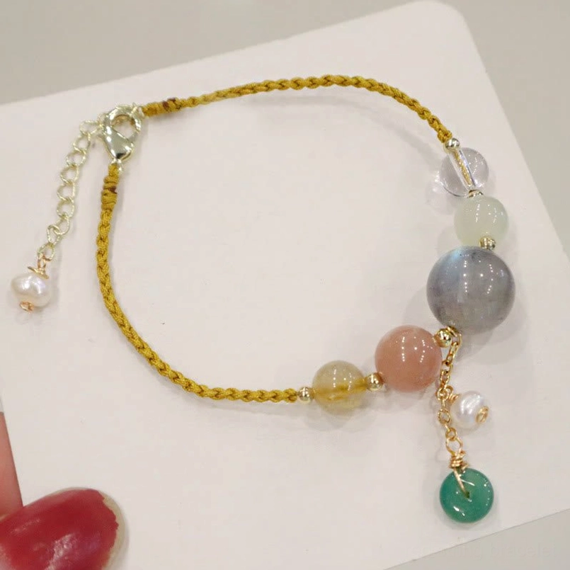 Yellow rope moonstone peace buckle bracelet prosperity protection amulet